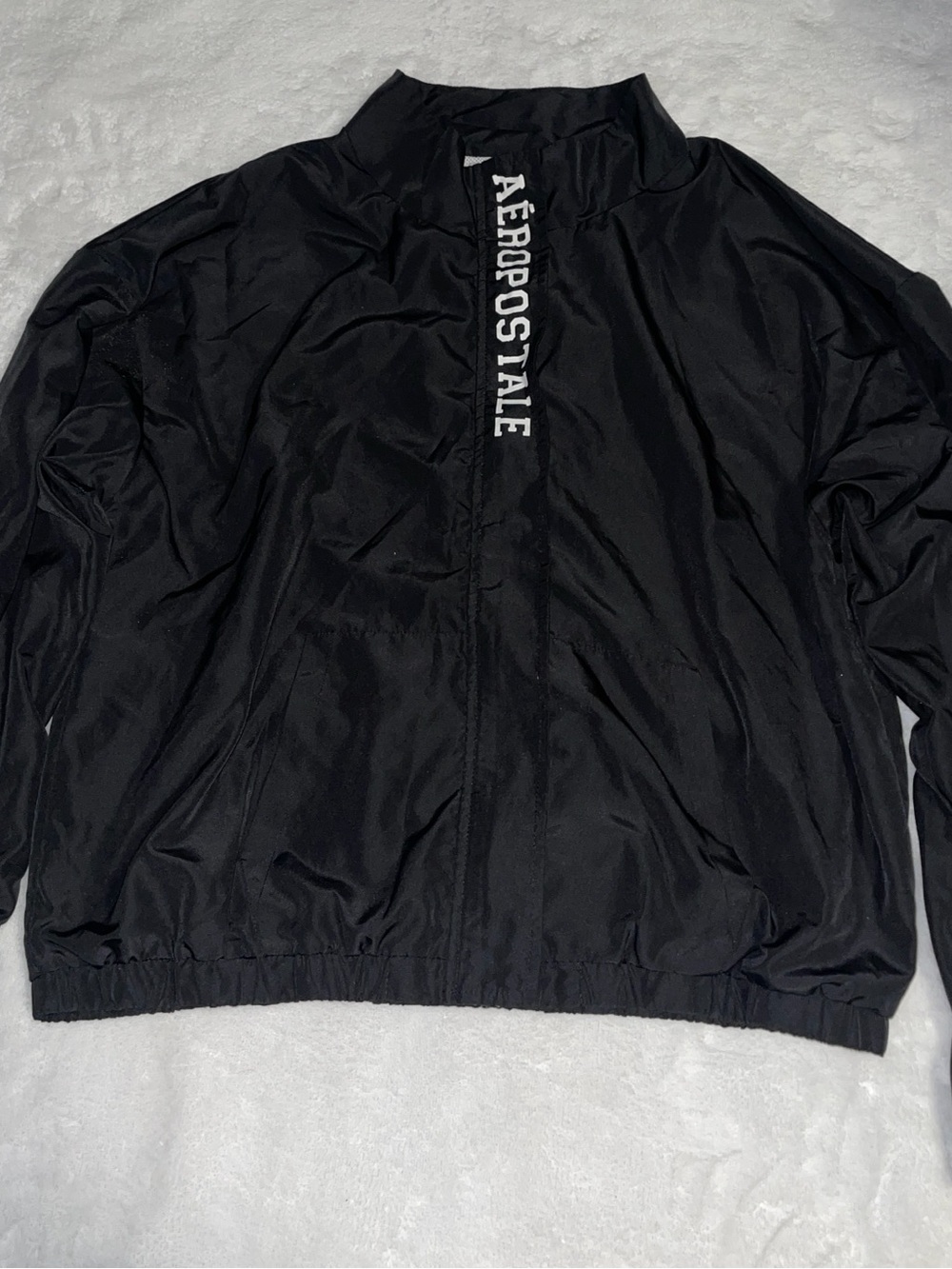 Aeropostale Black Men's Windbreaker Jacket with Vertical Logo